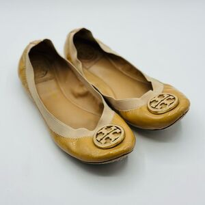 Tory Burch Women's Carolina Tan Patent Leather Ballet Flats Size 8